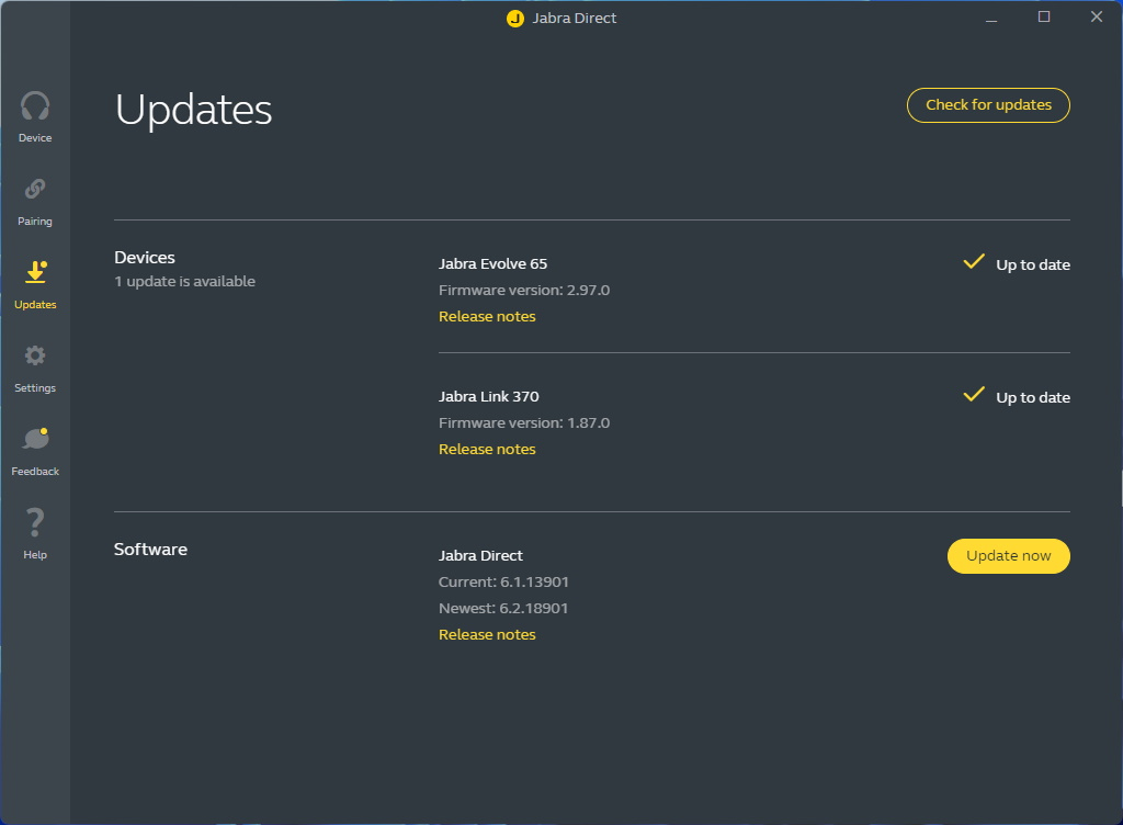 Jabra Direct - oppdateringer