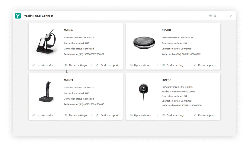 Yealink USB Connect - enheter funnet
