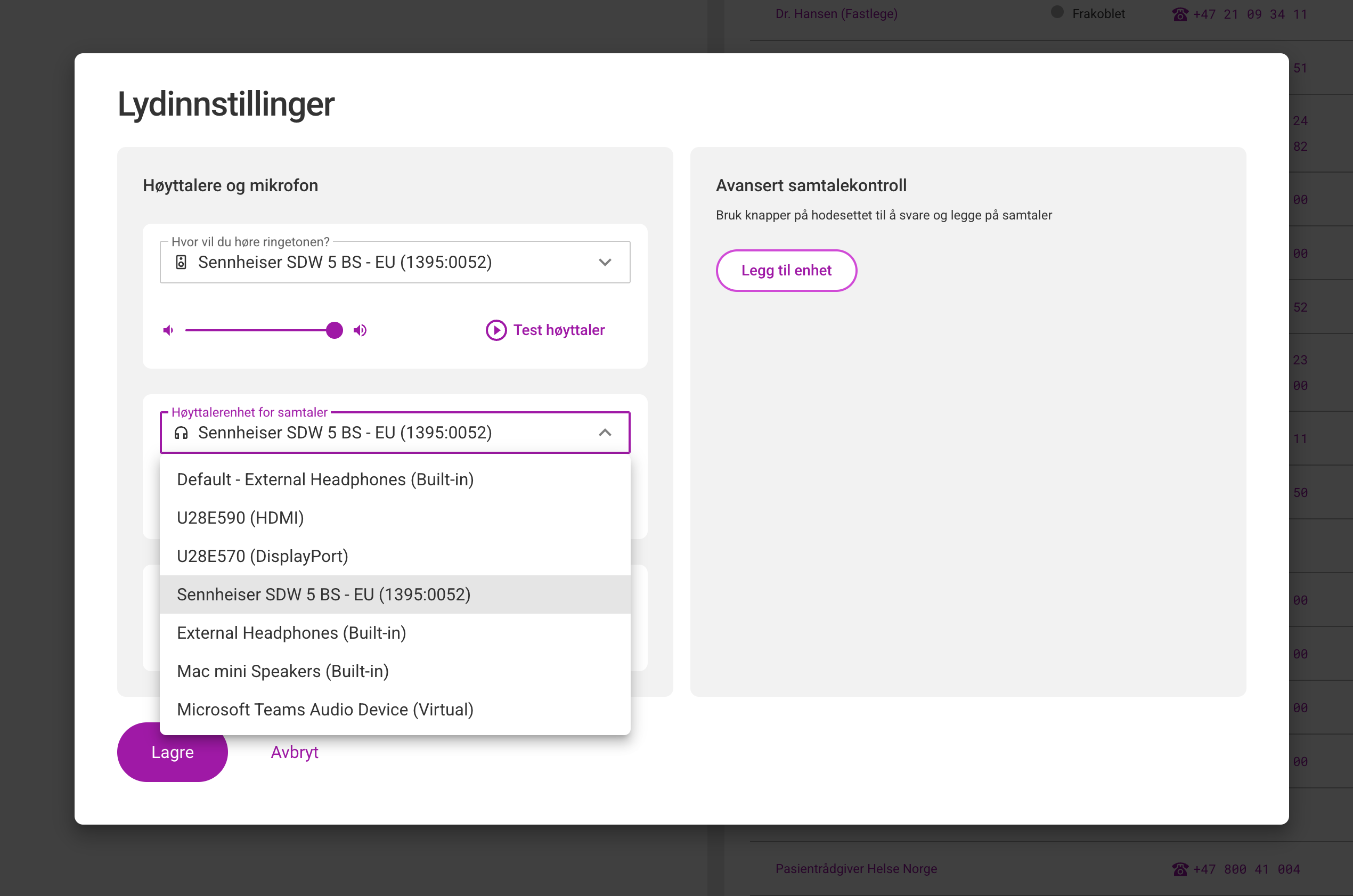 Lydinnstillinger i Omnicus